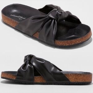 Junie Knotted Footbed Cork Sandals Black Vegan Leather Women’s 8.5